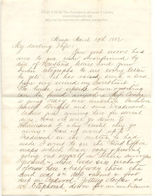 RUSH V:39:08.  Hugh Lenox Scott (1853-1934) ALS: Fort Meade, Dakota Territory, to Mary Merrill Scott, 29 March 1883.